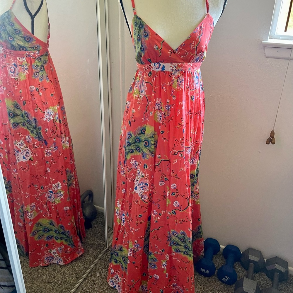 Vibrant Floral Empire Waist Maxi Dress